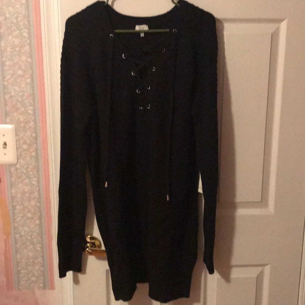 Oversized Tobi lace up sweater dress